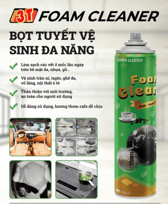 Sỉ Foam Tẩy Xịt Nội Thất Ô Tô 3T Chính Hãng – Chuyên Cung Cấp Gara