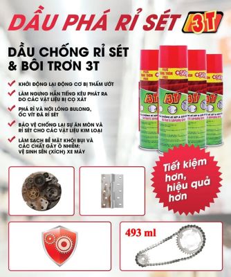 Dầu Xịt Chống Rỉ Sét & Bôi Trơn 3T Chính Hãng – Dùng Cho Gara Ô Tô