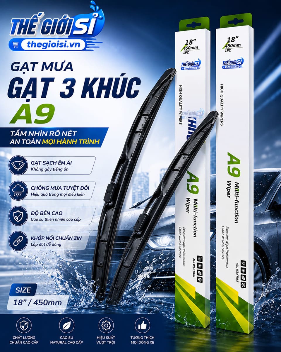 Gạt Mưa Vts A9, Gạt Mưa 3 Khúc Cao Cấp